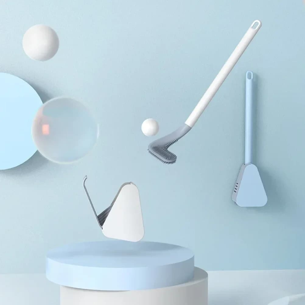 Set di Spazzole per WC in Silicone con Supporto, Spazzola per Pulizia del WC con Manico Lungo, Accessori Bagno Moderni e Igienici Neri