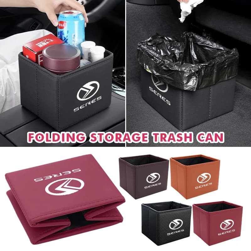 Car Trash Can Garbage Box Foldable Waste Basket Drink Storage For Seres M5 M7 2022 2023