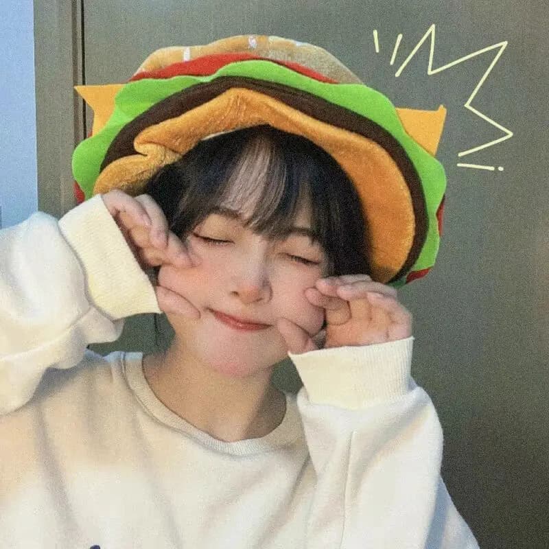 Cappelli da donna Creativo Cartoon HamBurger Carino Kawaii Divertente Personalizzato Alla moda Dolce Festa di Compleanno Berretti per bambini adulti