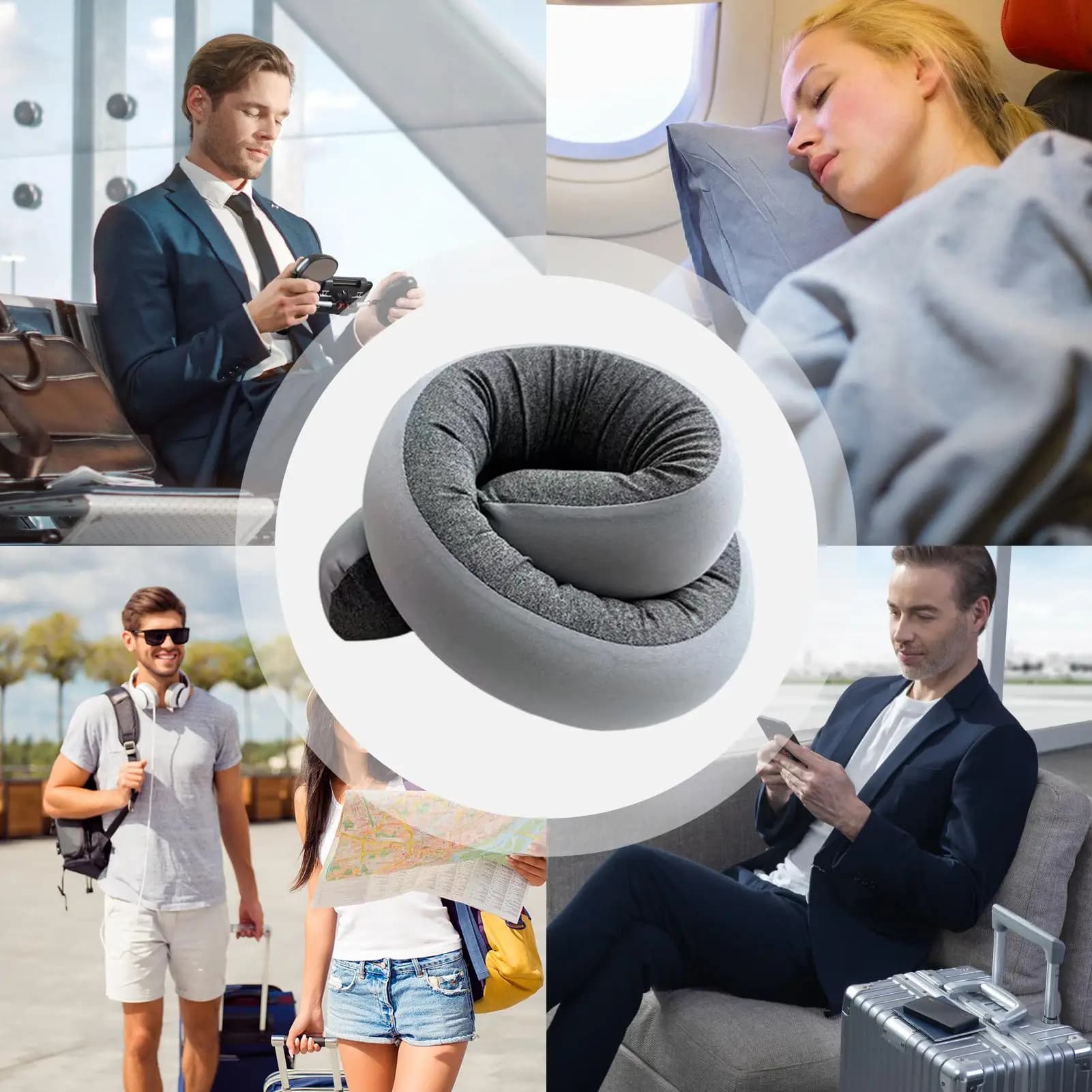 Cuscino per il collo da viaggio Cuscino a spirale regolabile a forma di S Cuscino per il collo leggero da viaggio per viaggi in casa, in ufficio, in auto, in aereo