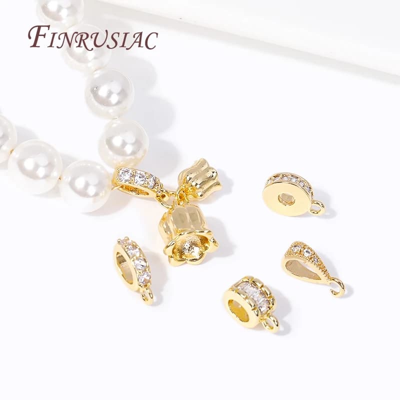 Set di pendenti con zirconi placcati in oro 18 carati con connettore ad anello aperto/chiuso per gioielli fai da te che realizzano accessori all'ingrosso