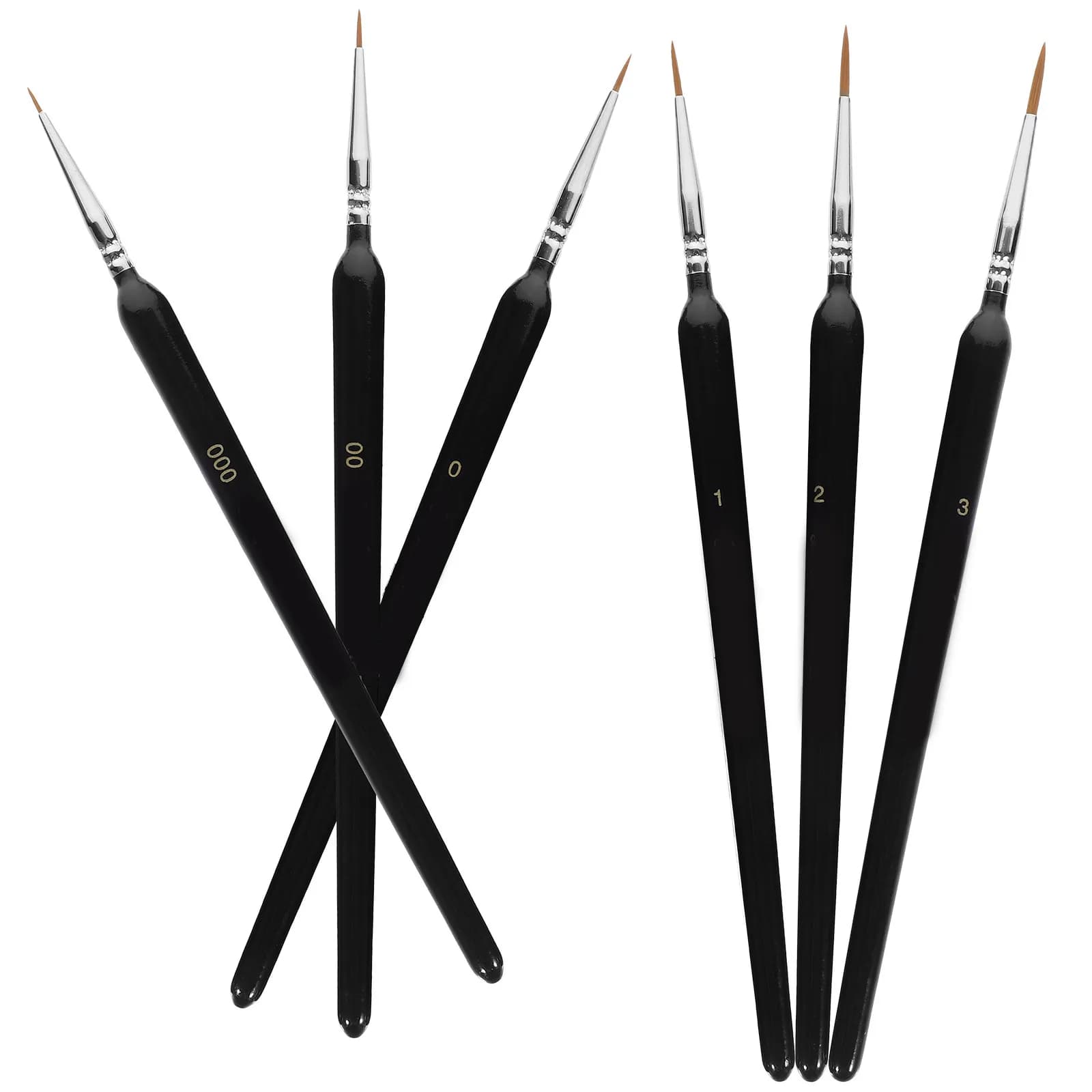 6Pcs Chinese Calligraphy Brush Pen Set Soft Flexible Bristle Long Handle Lightweight Portable for Calligraphy Painting Writing