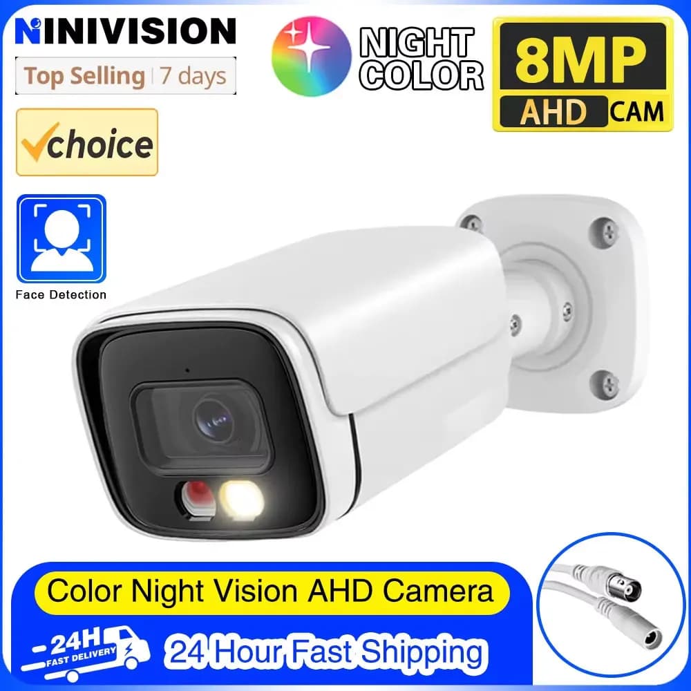 4K AHD Camera Night Vision Color CCTV Security Surveillance 8MP Digital Analog Outdoor Waterproof 5mp Home Camera