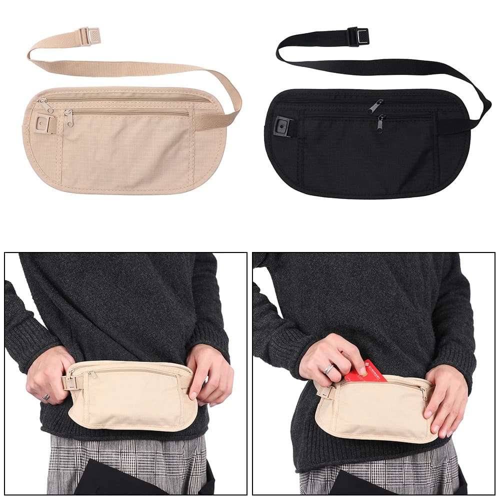1 Pc marsupi in tessuto marsupio da viaggio portafoglio nascosto passaporto soldi marsupio marsupio accessori sportivi all'aperto
