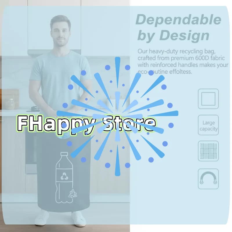 [MA]Large Capacity Empty Bottle Storage Basket 82L Wastewater Bottle Collector Bag With Aluminum Handle Folding Recycling Bin