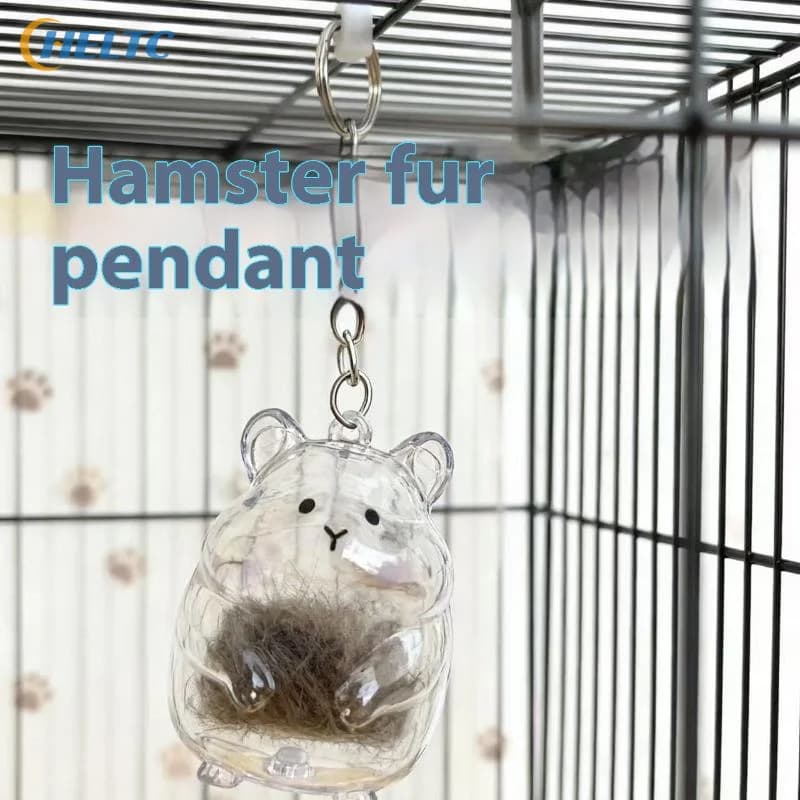 1/2Pcs Transparent Pet Fur Keepsake Capsule Keychain Cute Hamster Shape Transparent Hamster Fur Storage Box Hair Storage Pendant