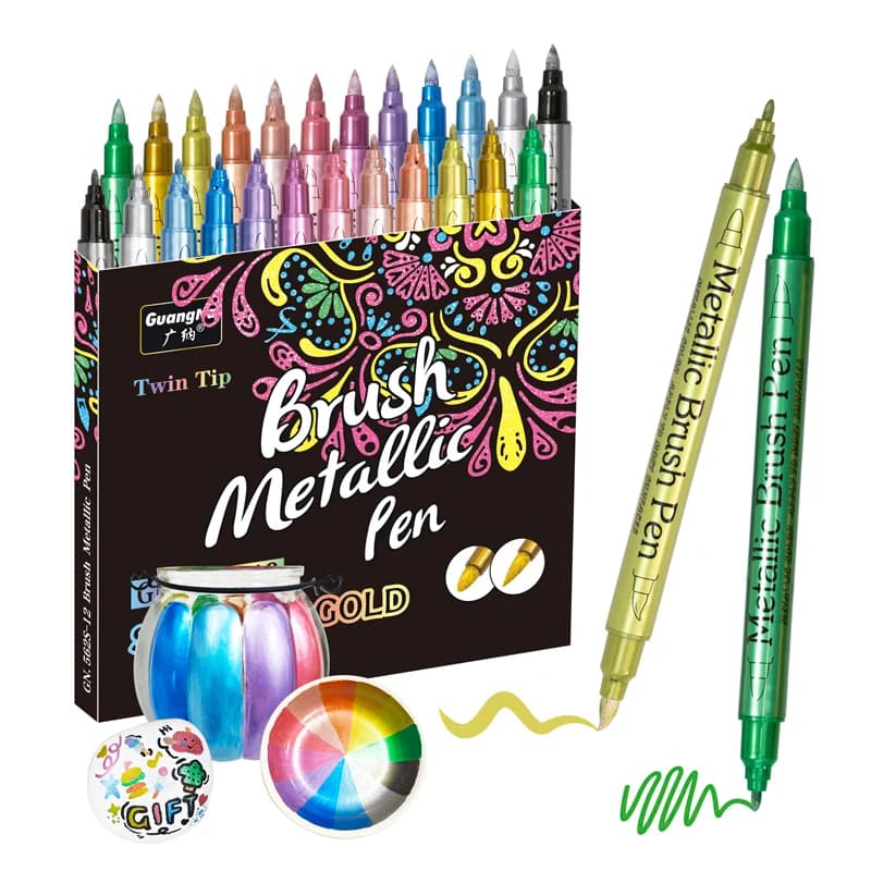 Pennarelli Metallici a Doppia Punta GN 12 Colori, Impermeabili e Permanenti, per DIY, Resina Epossidica, Disegno, Artigianato, Graffiti e Forniture Artistiche