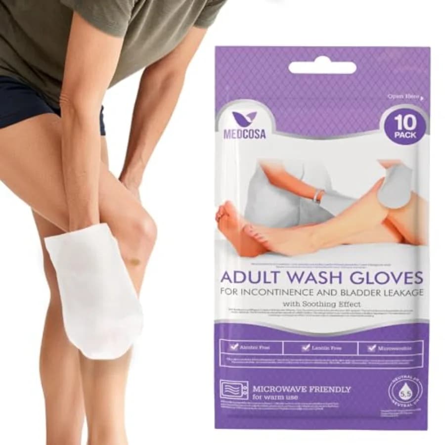 Adult Washcloths - Unique Disposable Body Wipes Shaped Like a Glove - Unscented, Premoistened Wet Wipes - Pack of 10 Wash Cloth