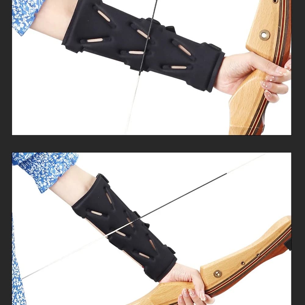 Archery Arm Guard Breathable Forearm Protector For Recurve Bow Hunting Target Practice Thickened Safety Gear Black