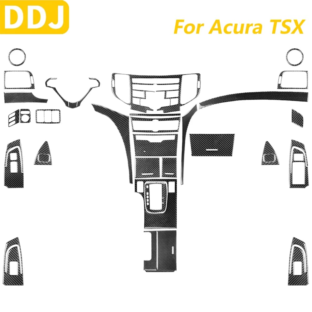 Per Acura TSX 2009-2014 Console centrale in fibra di carbonio Cambio del cambio Cruscotto Air Vent Uscita Pannello Trim Set Accessori auto Adesivo