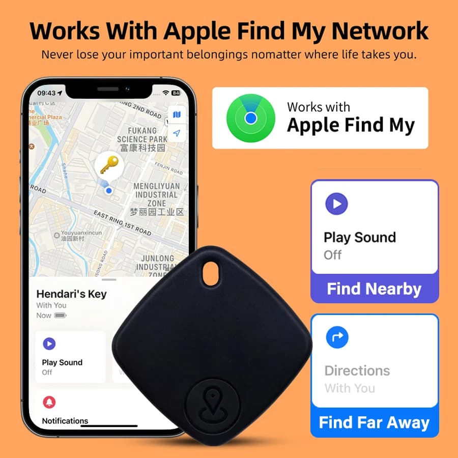 Mini Smart Bluetooth GPS Tracker Tag compatibile con Apple Find My iOS MFi Finder Localizzatore di oggetti per zaino da viaggio chiave