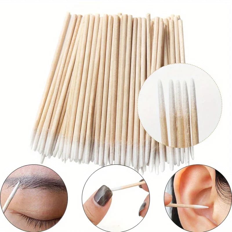 Set di bastoncini di cotone per manicure da 100-500 pezzi | Strumento per la rimozione dello smalto con punta in legno e correttore di dettagli