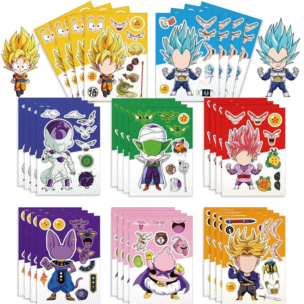 8/16 Lenzuola Cool Dragon Ball Puzzle Anime Adesivi FAI DA TE Make-a-Face Assemblare Cool Cartoon Decal Assemblare Puzzle Regalo Dei Bambini Giocattolo