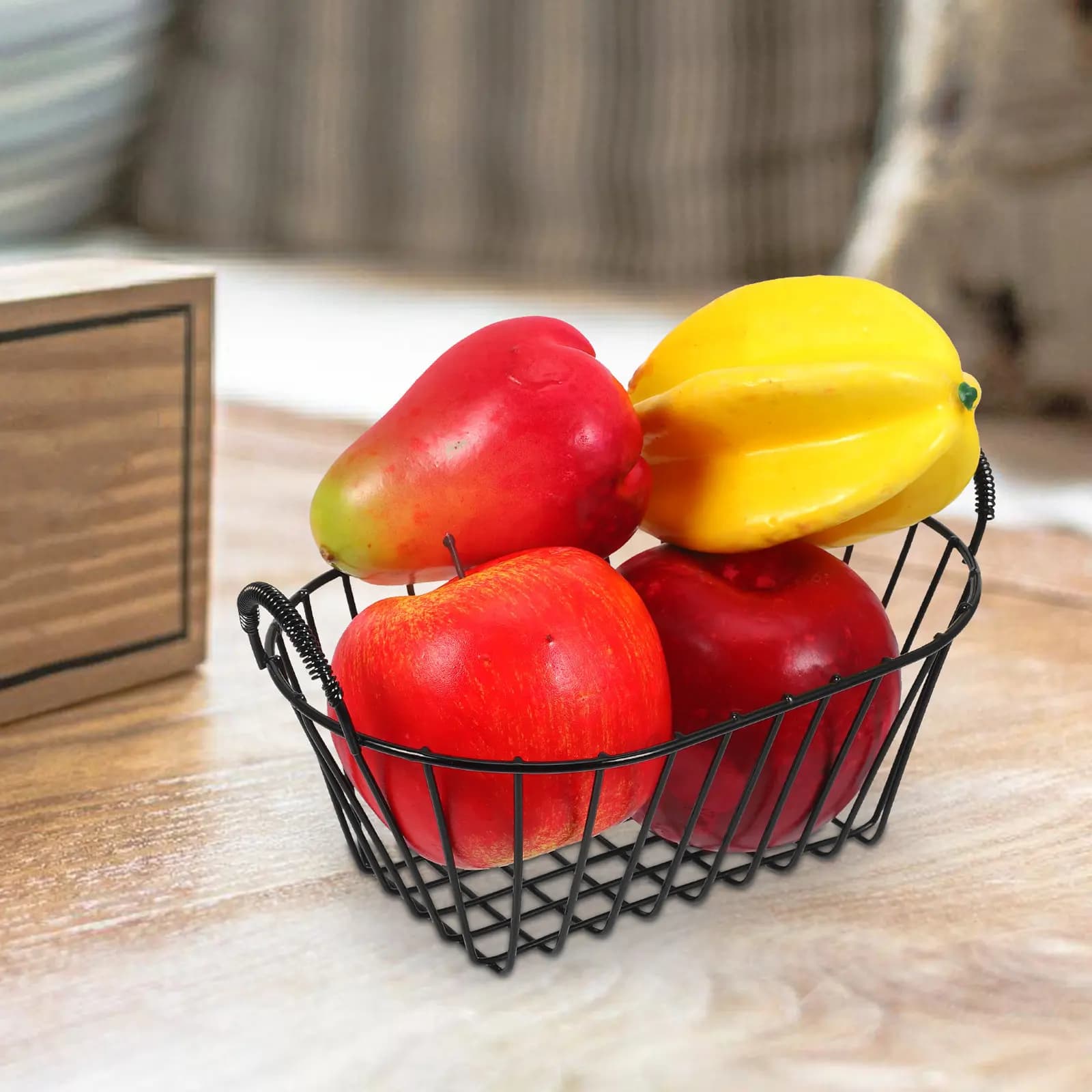 Elegante Cestino Portafrutta in Filo Metallico, Organizzatore per Snack da Scrivania, Comodino, Cucina, Soggiorno, Ufficio