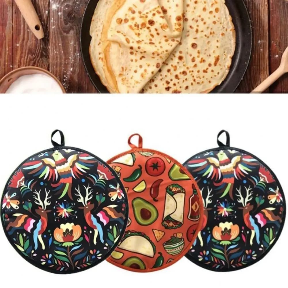 Borsa Termica Riutilizzabile per Pancake, Pratico Scaldatortillas da 30cm per Cucina, Sacchetto Rotondo Resistente al Calore