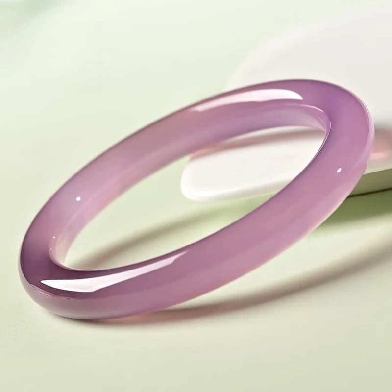 Bracciale in Calcedonio Viola Effetto Ghiaccio, Bracciale in Giada Stile Etnico Semplice e alla Moda