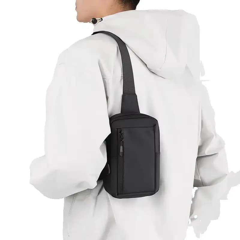 Men's Casual Oxford Cloth Crossbody Small Canvas Outdoor Shoulder Chest Foreskin Membrane Bag for Everyday Use