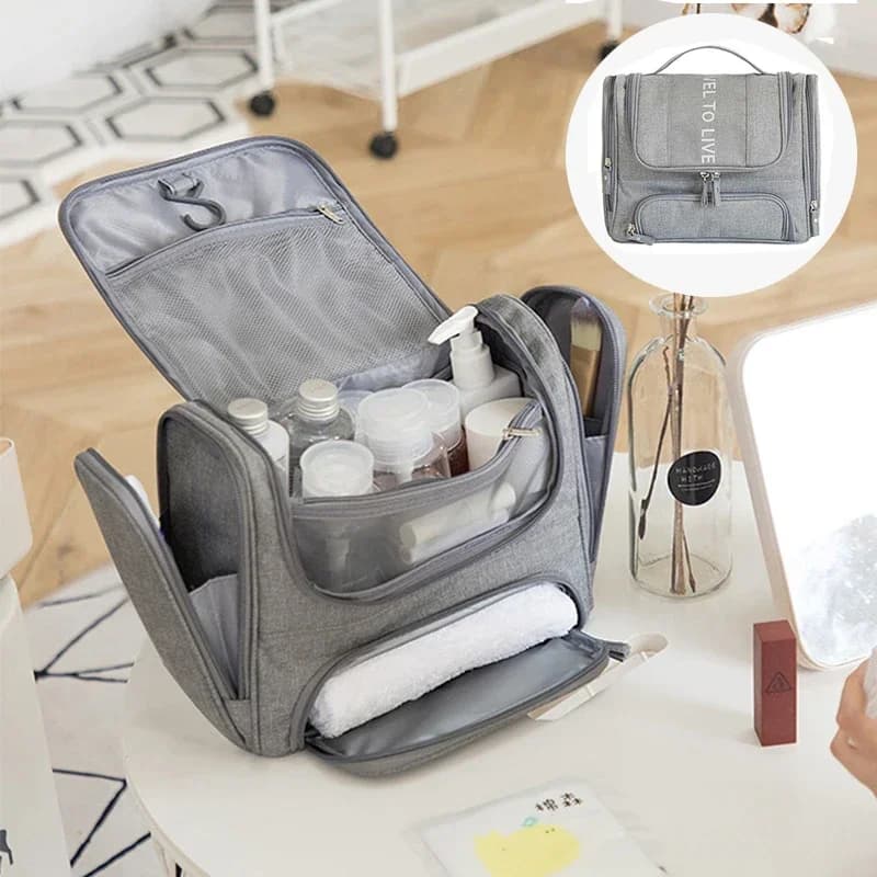 Waterproof Men Hanging Cosmetic Bag Travel Cosmetic Bag for Women Make-up Bag Needed Toiletry Bag for Wet and Dry Washing