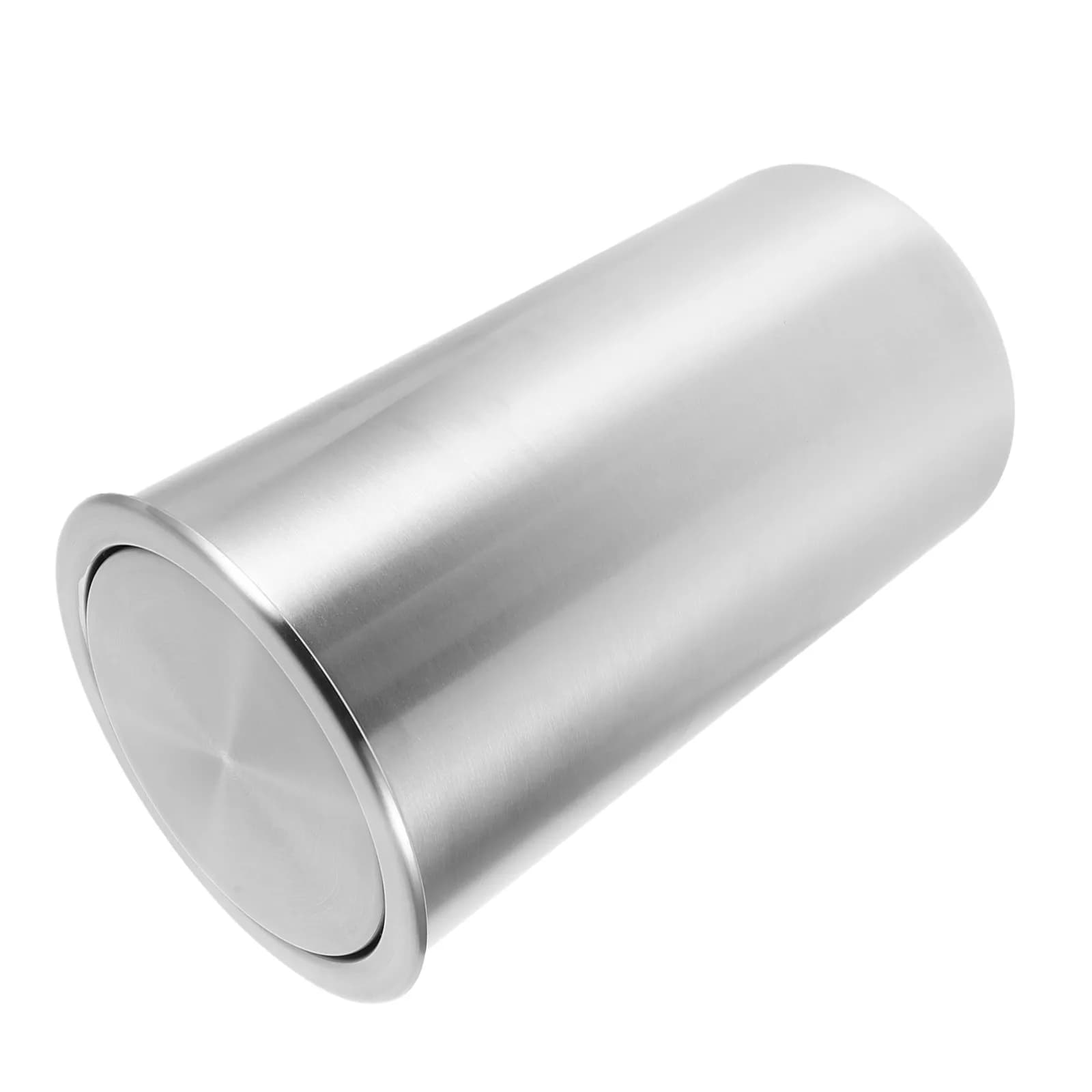 Cestino per rifiuti da incasso da 5,5L in acciaio inossidabile, rotondo, con coperchio a battente, per mobile da cucina, con tramoggia per rifiuti integrata