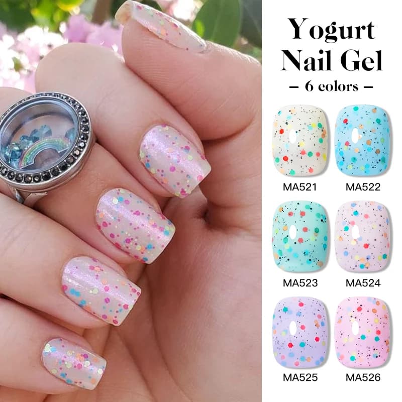 7ml Glitter Yogurt Gel Smalto per unghie Torta Caramelle Soak Off Gel Primavera ed Estate Colore Semi Permanente per Vernice artistica per manicure