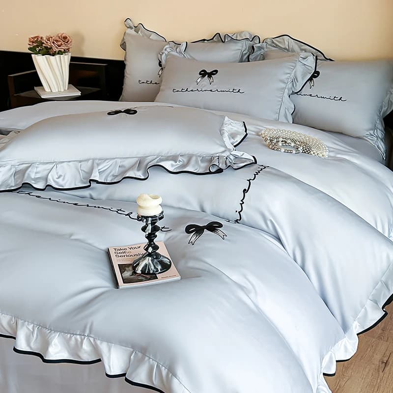 Set Korean Bedlinen in style Ins Set lace sheets Seersucker 4 pcs Solid cover Cover for girl Spring decorations for home