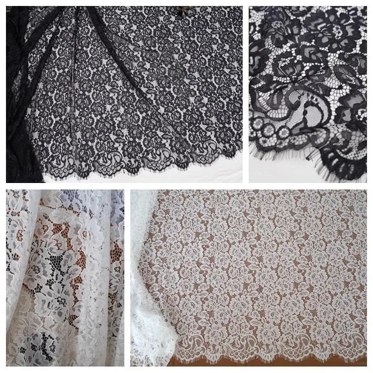Accessories for DIY Wedding Dresses Lace Fabric for Nylon Eyelashes with 3 meters long and 1.5 meters wide perforated flowers