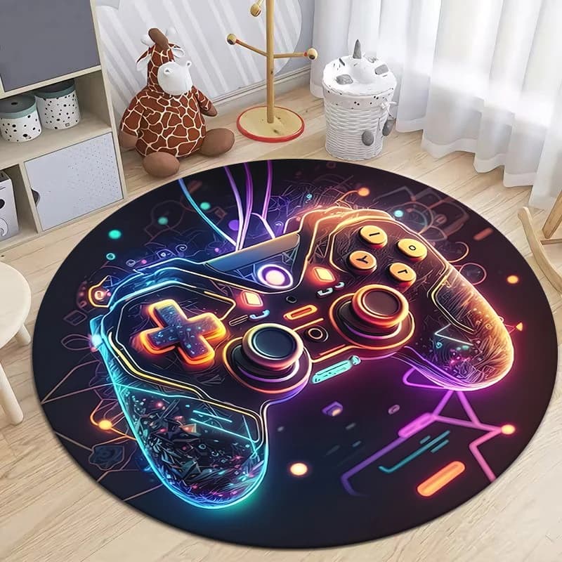 Tappeto rotondo stampato HD per gamepad. Morbido e confortevole, squisito, soggiorno, camera da letto, divano, tappetino per ingresso. tavolo, sedia, regalo, tappeto