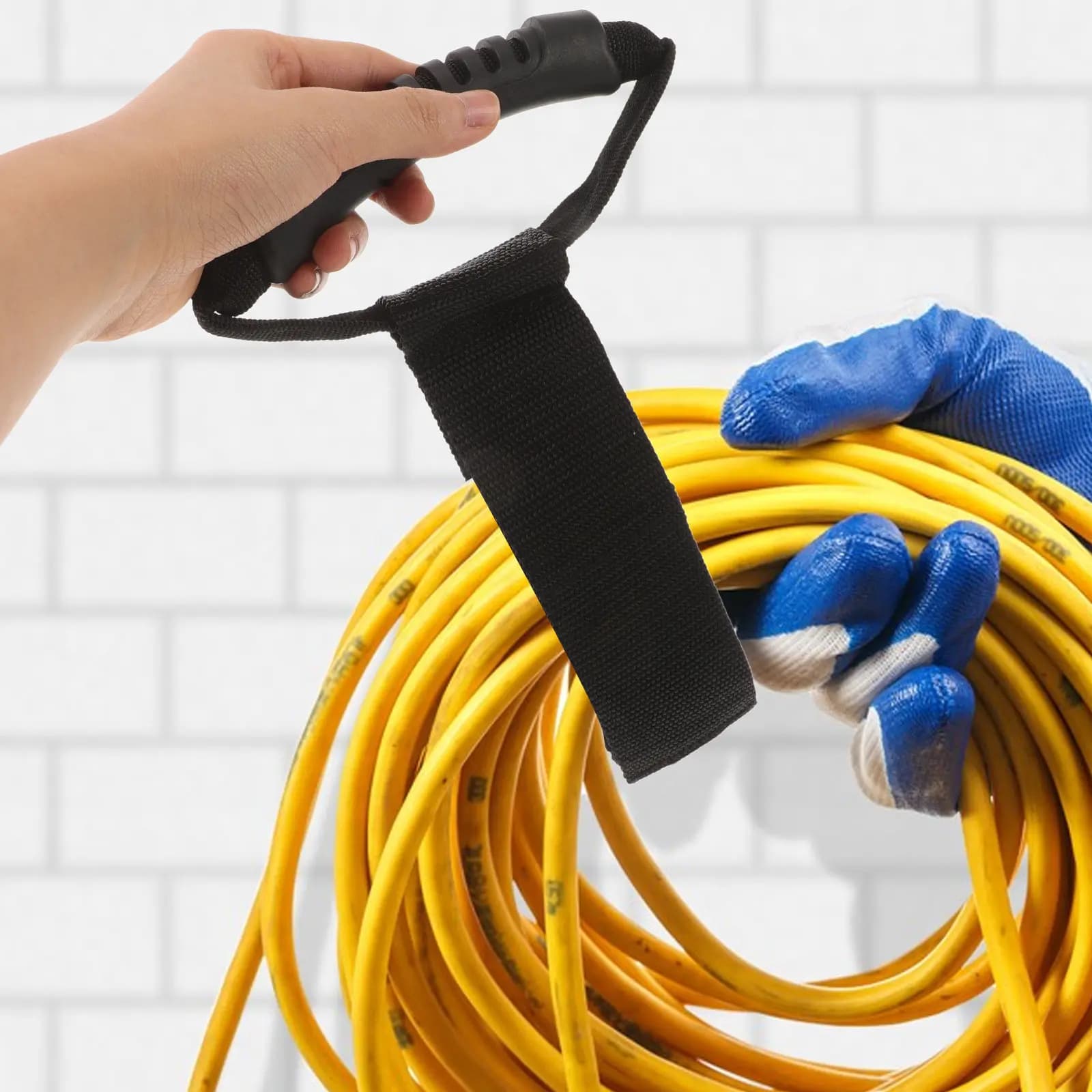 2 Pezzi Cinghie di Fissaggio Robuste per Tubi da Giardino, Piscina, Camper, Prolunghe Elettriche, Organizzatore Compatto con Gancio e Anello, Facile e Sicuro da Posizionare