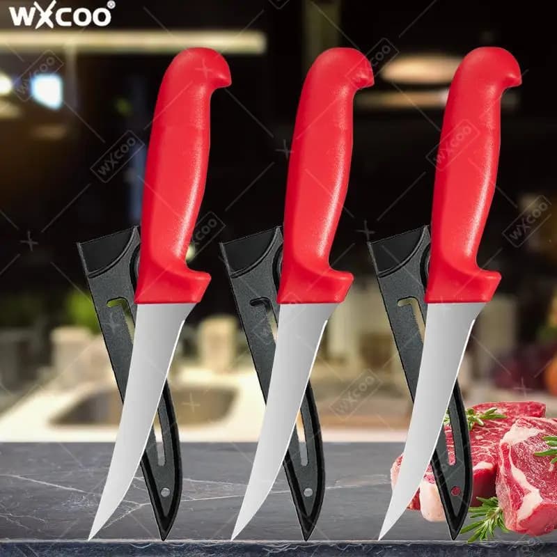 WXCOO Coltello per Filettare Pesce in Acciaio Inox, Coltelli per Disossare Carne, Coltelli da Chef per Verdura e Frutta, Accessori da Cucina