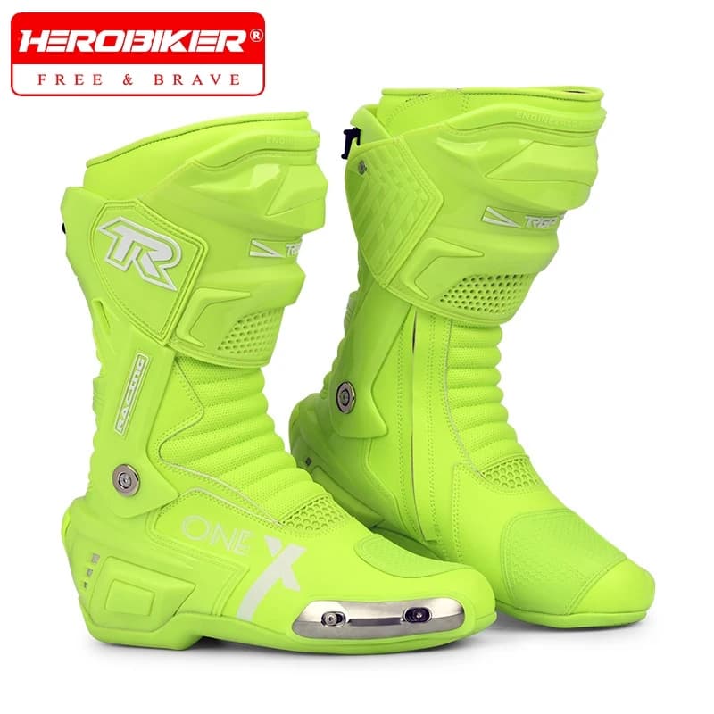 X-one Green Antique Metal Motorcycle Boot ATV Track Racing Botas Motocross Zapatone Activity Axis