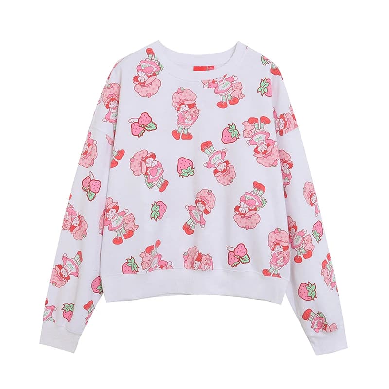 Cute Spooky Sweet Fleece Lined round Neck Pullover Hoodie Women's Comfortable Loose Style Cartoon Anti-aging Sweatshirt