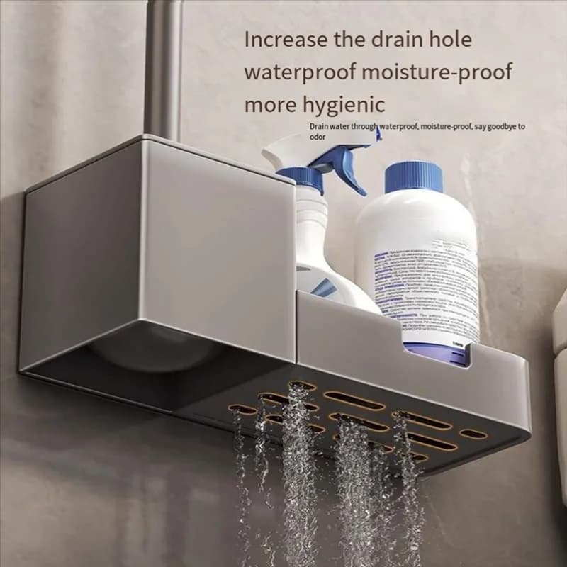 ABXF-Porta scopino senza punzonatura, con ripiano, scopino per WC domestico senza angoli morti, bagno