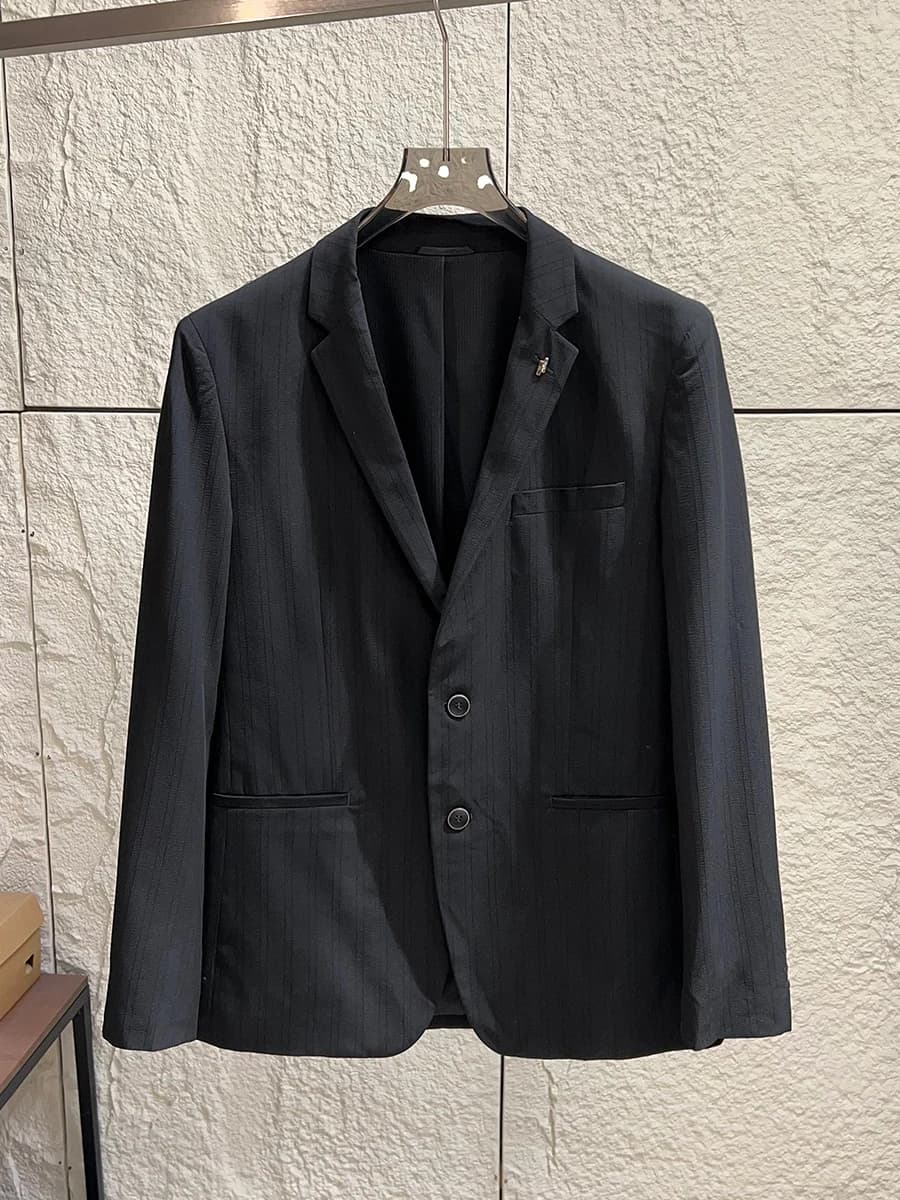 Casual H-Series Men's Classic Slim Fit Texture Spring Lightweight Notch Lapel Suit Jacket Breathable Fashion Urban Style