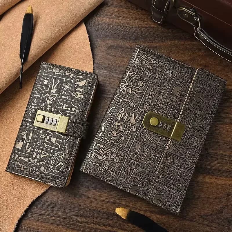 Diario con serratura per notebook vintage A6 A5 B5 con blocco codice Libro in pelle PU Pianificatore di password Materiale scolastico regalo per studenti