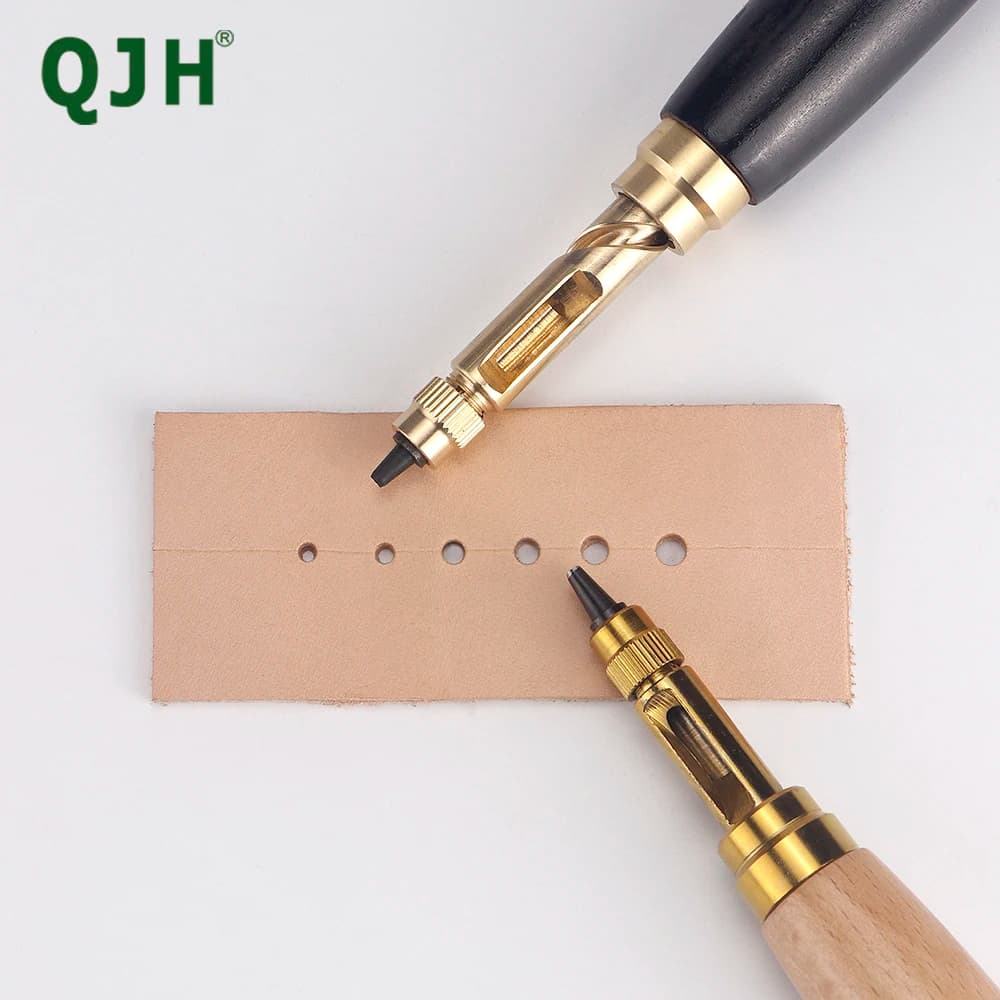 QJH 1 Set Kit di strumenti per punzonatura a vite giapponese Punzonatrice 6 punte Dimensioni 1,5 mm - 4 mm per cucire artigianato in pelle fai da te, artigianato in carta, rilegatura