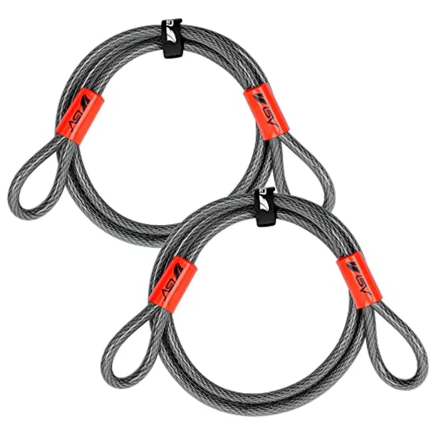 Cavo di Sicurezza Resistente da 2,1 m con Anelli - Cavo in Acciaio Intrecciato Antitaglio da 10 mm - Catena Antifurto Resistente alle Intemperie per Uso Esterno