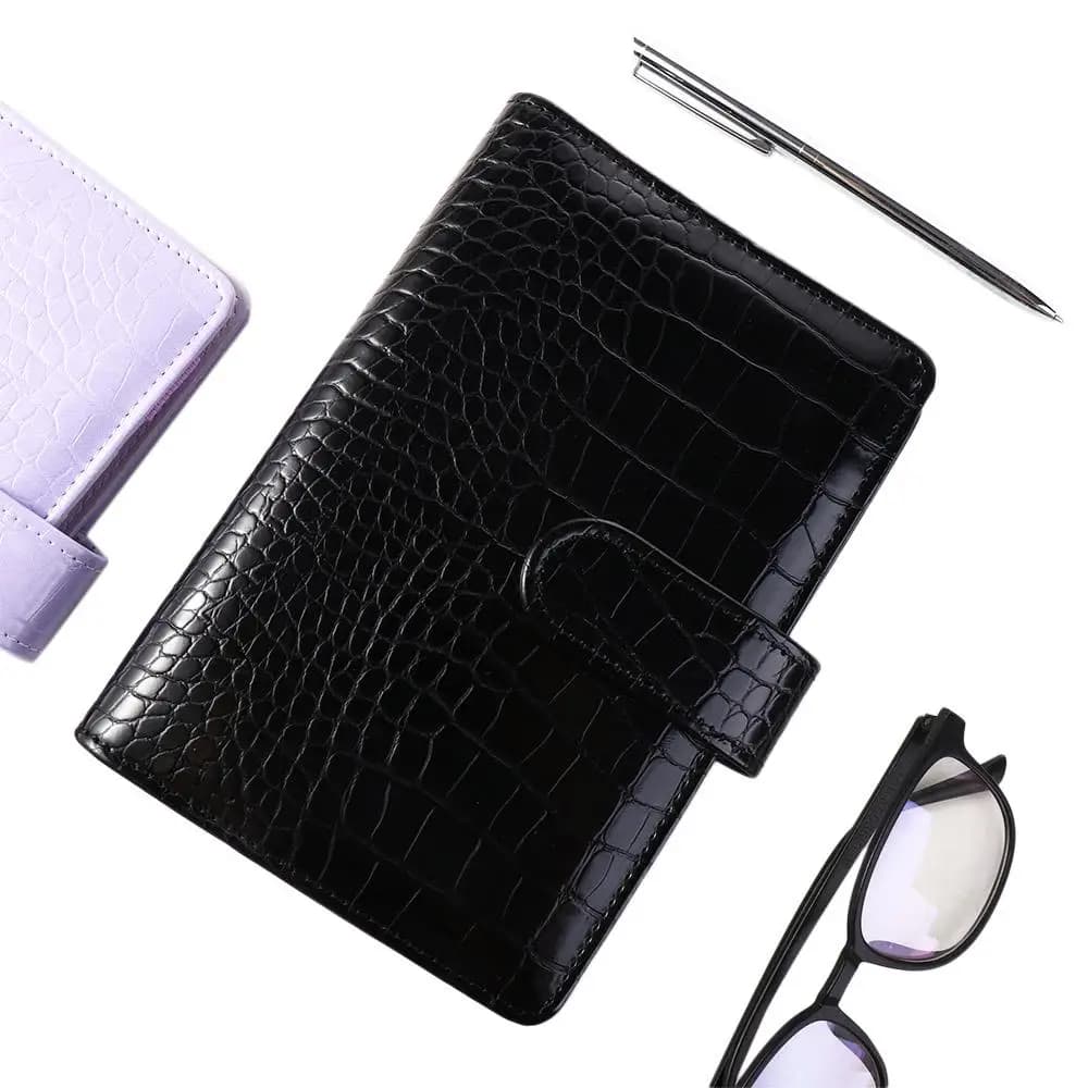 Agenda Planner A6 con Anelli, Copertina in Pelle PU, Quaderno a Fogli Mobili, Copertina per Blocco Note