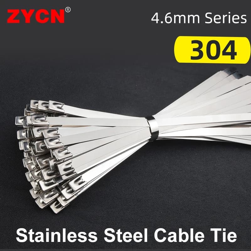 20PCS 304 Fascetta per cavi metallici in acciaio inossidabile 4.6MM × 500 Cablaggio rivestito con chiusura autobloccante Rilegatura di scarico Multiuso per esterni