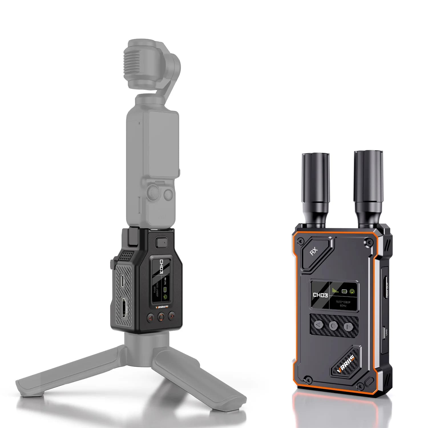 HDMI Wireless 1080P Transmitter and Receiver, 500M Wireless Extender Video Kit with UVC Support for DJI Pocket 3 at Monitor