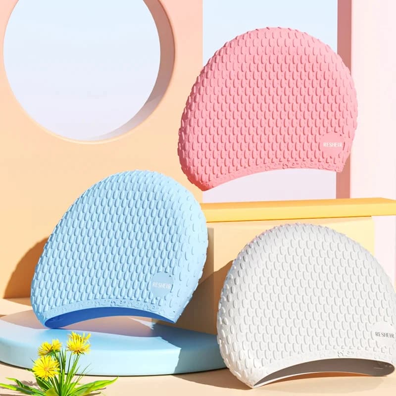 Silicone swim cap for adults waterproof swim head for women and men high elastic head diving hat pool accessories