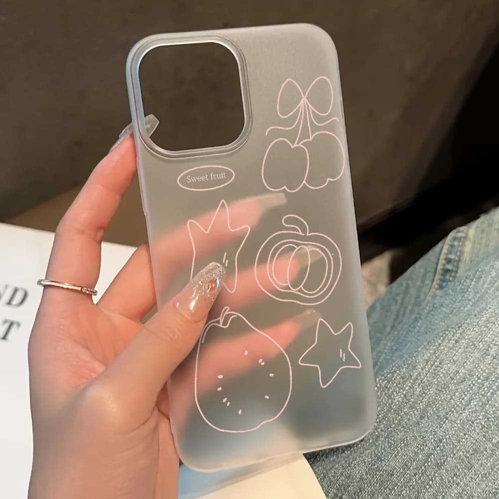 Custodia Opaca per iPhone con Motivo Frutta Dolce per iPhone 17 Pro Max Air 16 Pro 15 Pro 14 13 Mini 12 11 16 Plus e Cover Trasparente per iPhone 17