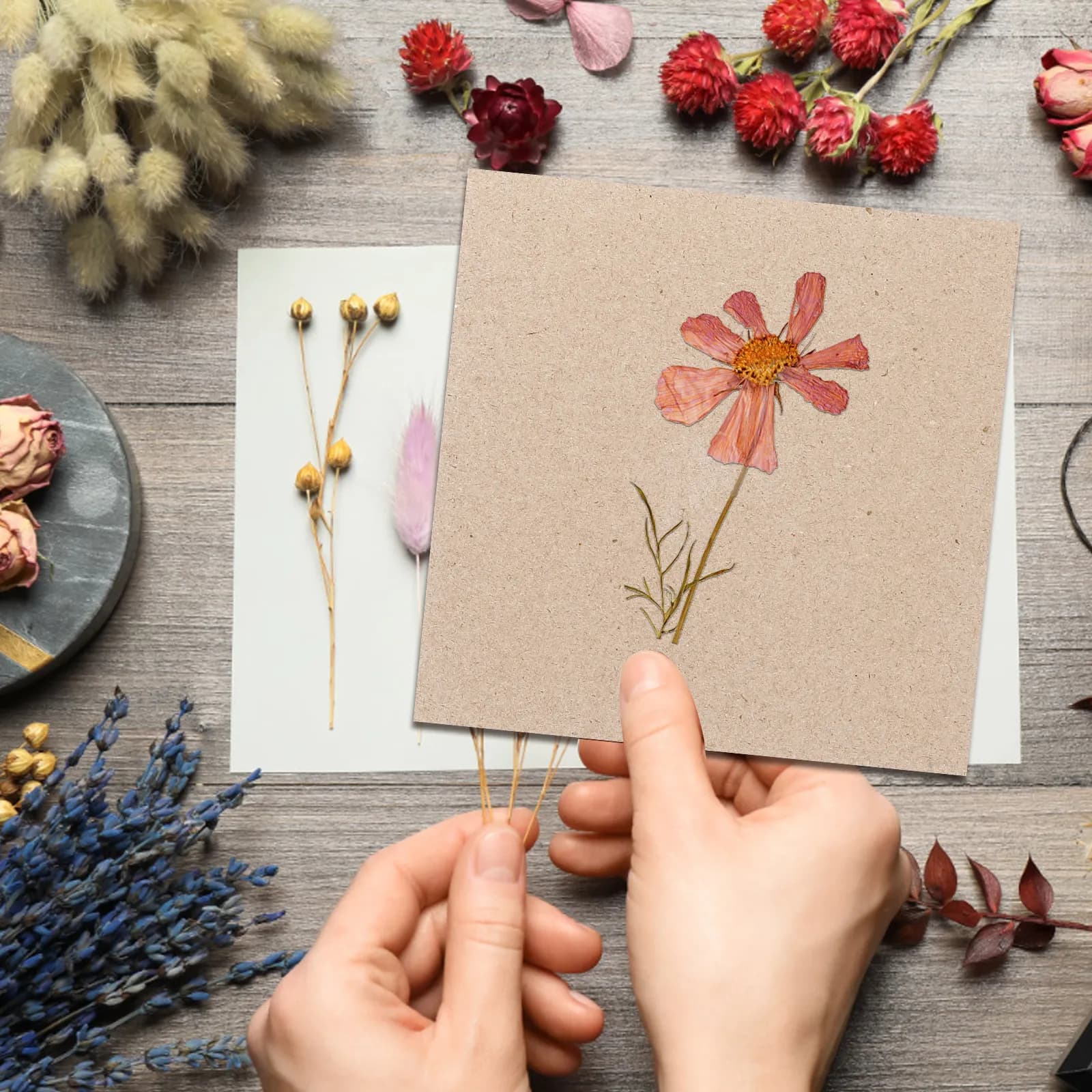4Pcs Natural Wood Flower Press Kit Flower Pressing Boards for DIY Dried Flowers Leaves Fruits Press Tool Greeting Cards Menus