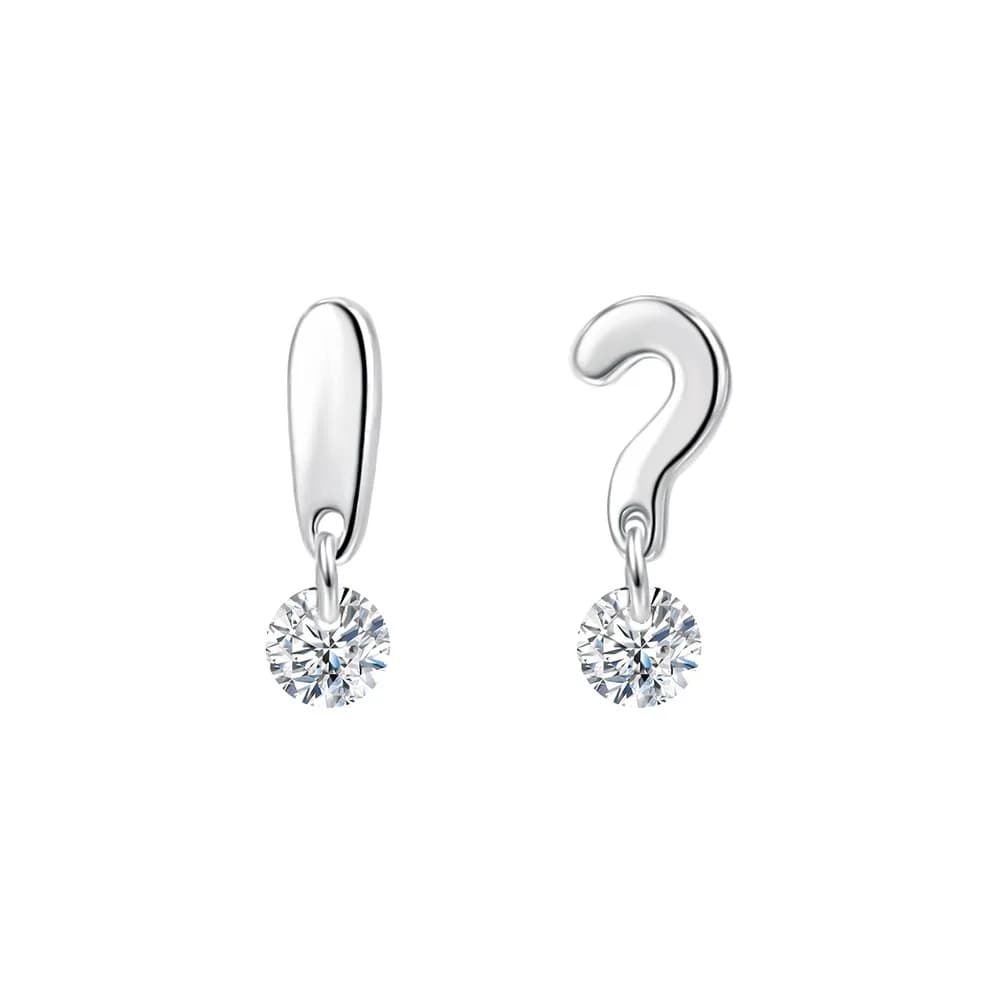 Orecchini in argento 999 Punto d'esclamazione Punto interrogativo Zircone Unico semplice ed elegante Gioielli Orecchini da donna Pendientes Mujer