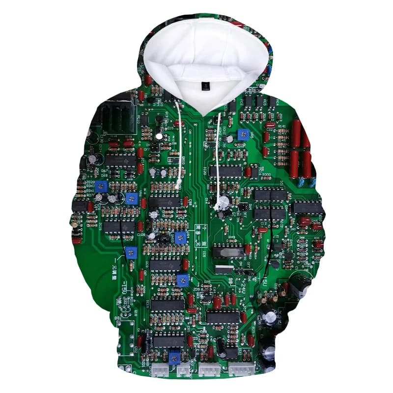 Circuit Board Grpahic Hoodies for Men Clothing 3D Electronic Chip CPU Printing Hooded Pullovers Funny Kid Hoodie Swaetshirt Tops
