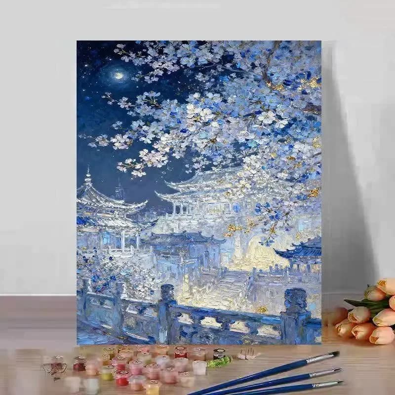 Acrylic Paint By Numbers City Spring Series Painting By Numbers on Canvas Coloring By Number for Adults Paint Digital Art