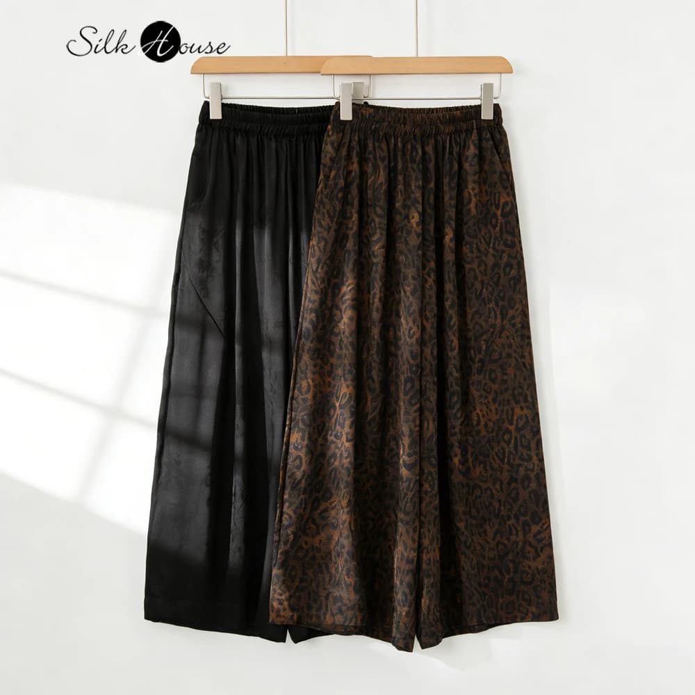 Pantaloni Larghi da Donna Taglie Forti, Nuovi, Estivi, Casual, in Seta di Gelso 100% Naturale, con Vita Elastica e Tasche, in Tessuto Fragrant Cloud Yarn
