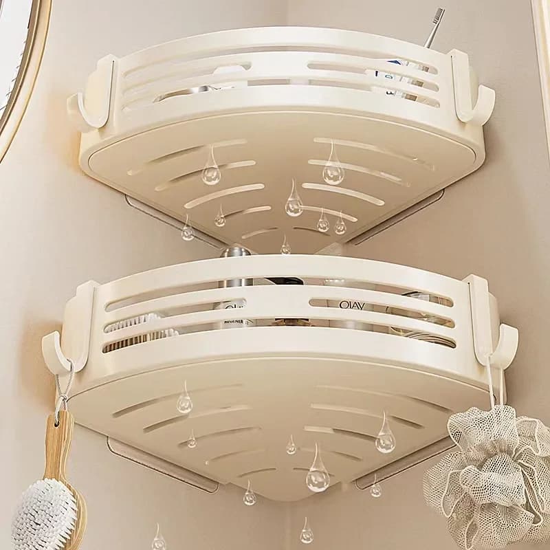 Wall Mounted Bathroom Shelf Space Aluminum Shower Corner Shelf with Towel Bar Hook Shower Storage Rack Bathroom