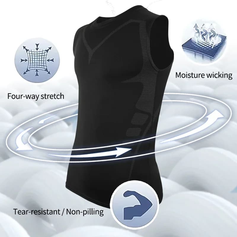 T-shirt a compressione con gilet sportivo da uomo Canotta sportiva da corsa ad asciugatura rapida Camicia da allenamento per palestra fitness attillata ad asciugatura rapida