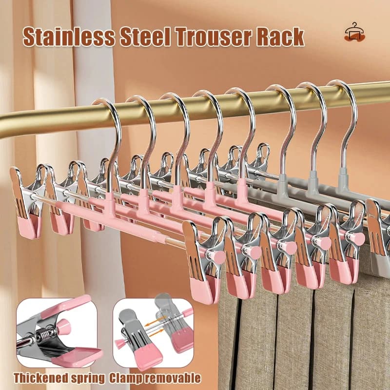 Pant clip, metal pants rack, student pant clip, non-slip skirt hanger, clothes rack, traceless pant rack with clip, long-tail cl
