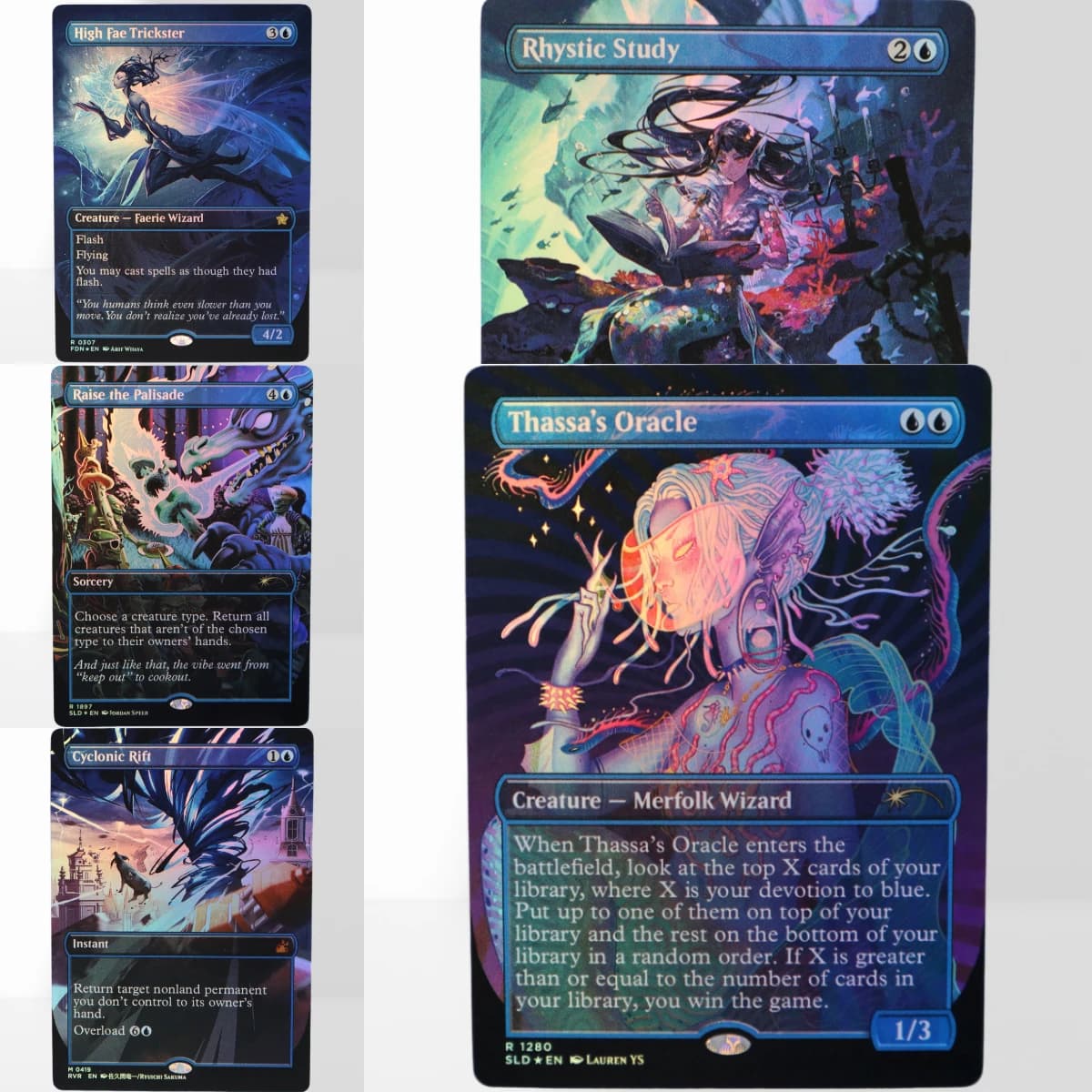 TOP Blue Foil TCG Cards for magical proxy Thassa's Oracle Wan Shi Tong, Librarian High Fae Trickster Mystic Remora Cyclonic Rift